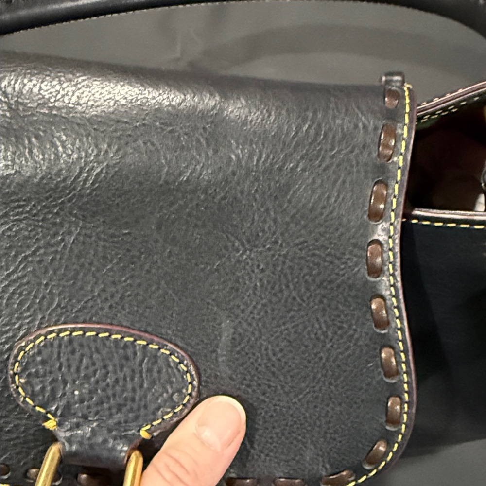 Dooney & Bourke Navy Florentine Leather Flap Satchel - Picture 5 of 17
